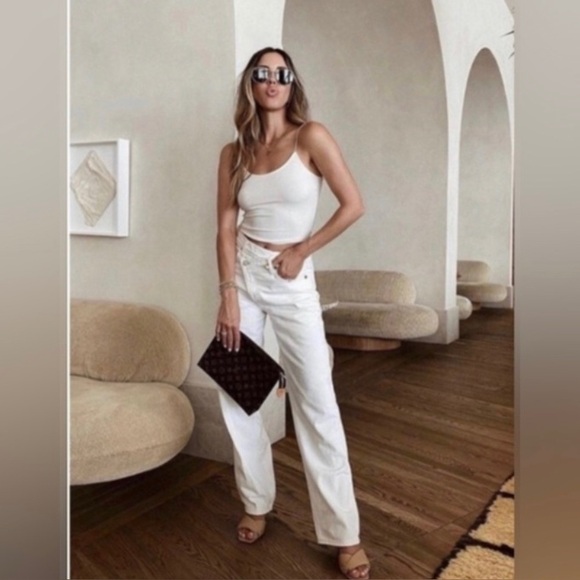 Agolde Denim - Agolde Sz 24 30" Criss Cross Wide Leg Upsized Jean in Off White Relay